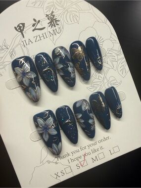 Midnight Blue Press-On Nails in Small